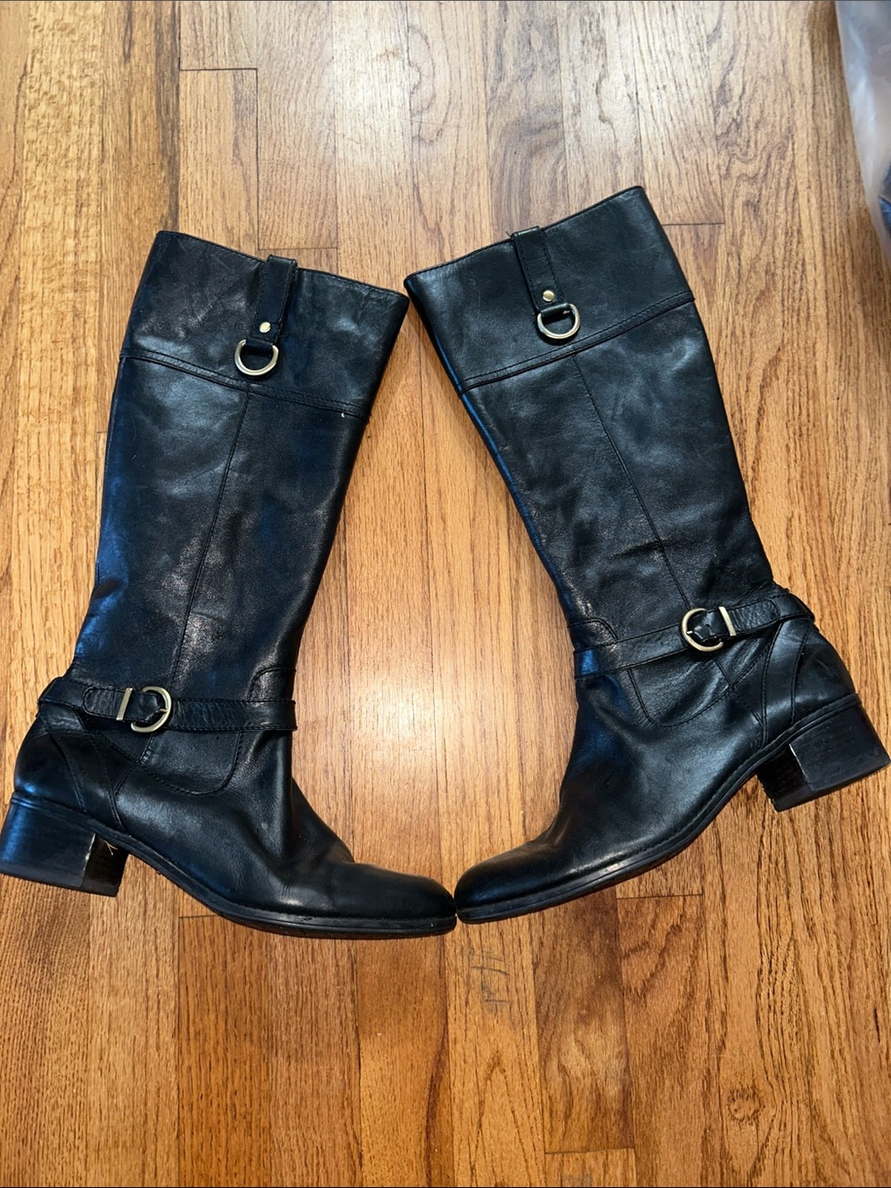 Classic Black Leather Knee-High Riding Boots size 11